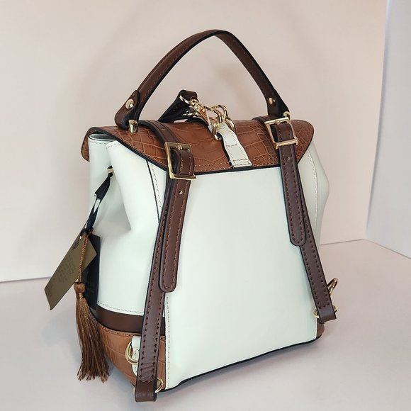 House of Harlow 1960 Purse Backpack Italian Leather Crystal Stud - Brown -NWT - Picture 5 of 12